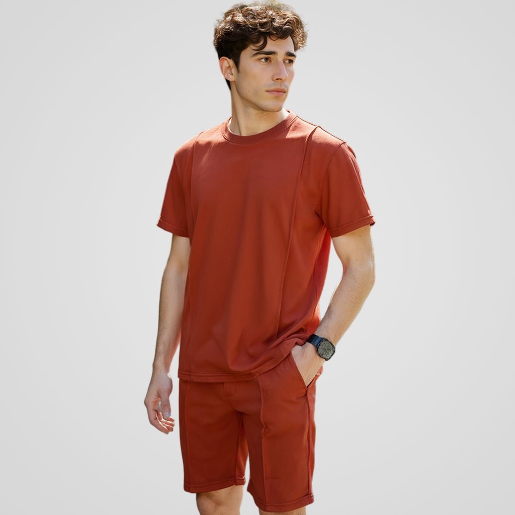 Basic Self Piping Co-Ord Set - Rust