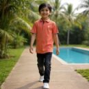 Kids Solid Polo - Carrot